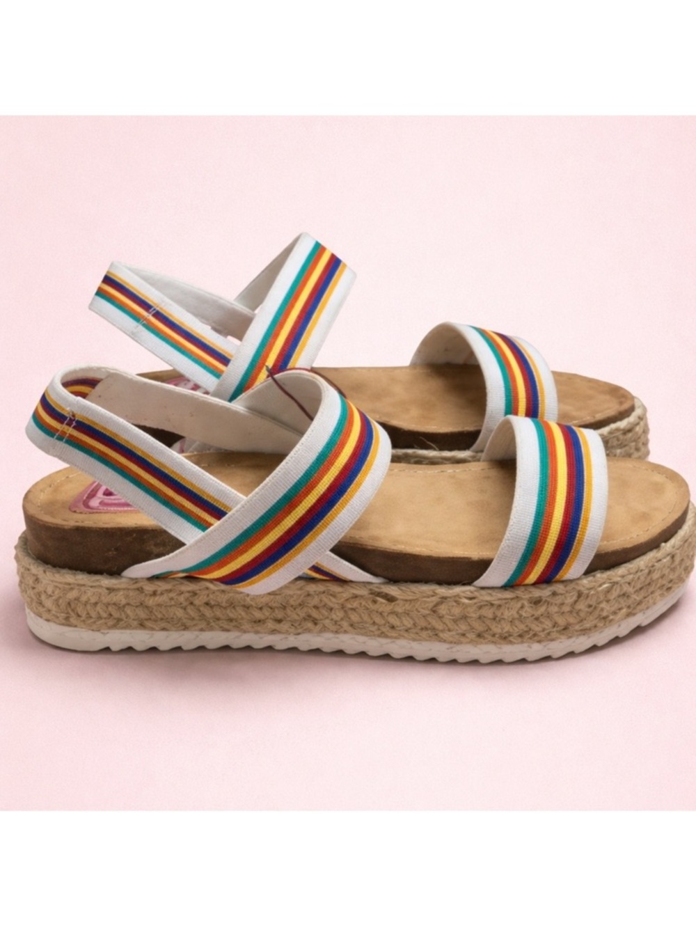 POP Rainbow Platform Sandals | Women’s 9.5 | Espadrille Style